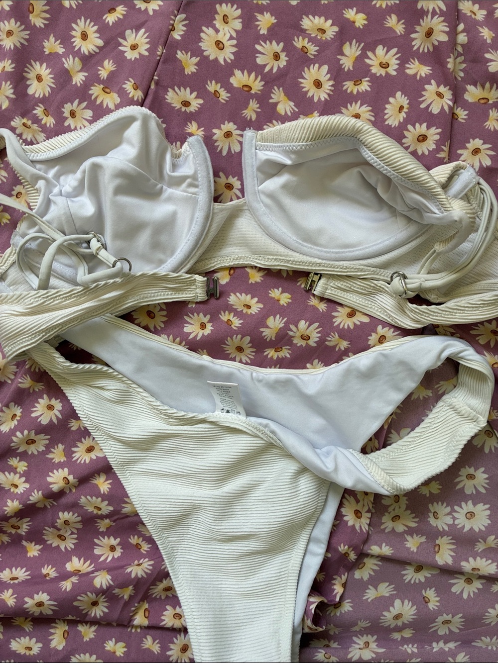 Ree Bees Cream Ribbed Underwire Bikini Set - Picture 3 of 3